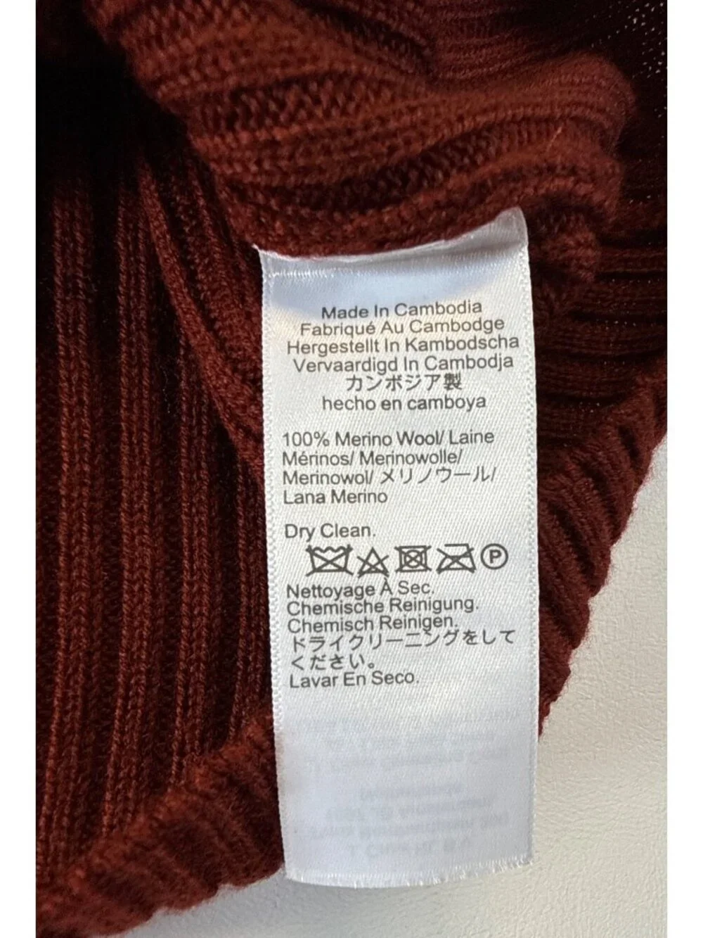 Madewell Ribbed V-Neck Sweater Top in Merino Wool~Size M~Deep Rust Red NWoT L726 - Picture 9 of 9